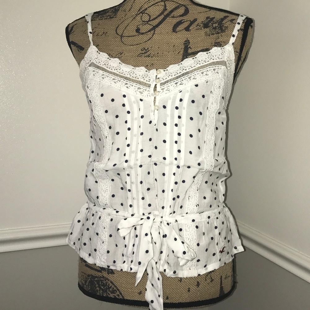 Hollister black and white polka dot spaghetti top